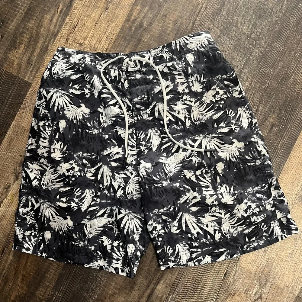 Speedo Swim Trunks Floral Print Drawstring Closure‎ XL
